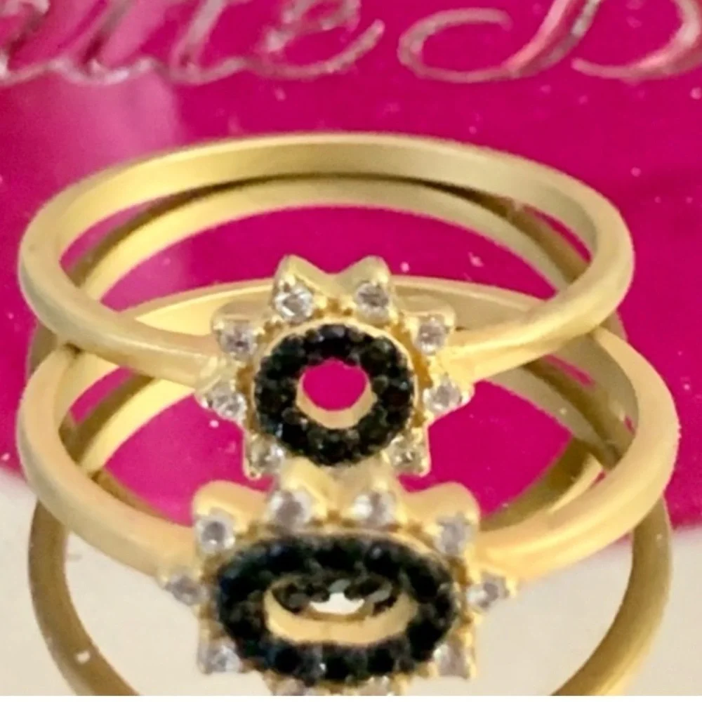 New Freida Rothman Authentic Rare Signature Marquise Station 2-Stack Ring Size 9